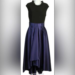 Elegant Black and Blue High Low Dress